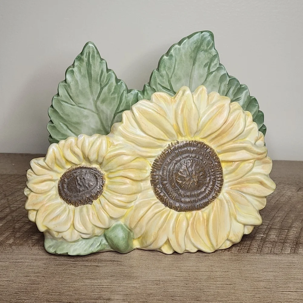 Fitz and Floyd Napkin Letter Holder Sunflowers Spring Summer Vintage 80s 5